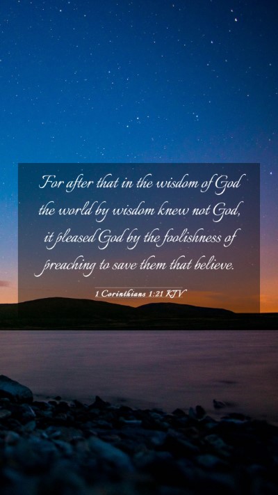 Picture 03 - 1 Corinthians 1:21 KJV Mobile Phone Wallpaper - For after that in the wisdom of God the world by - Mobile Bible Verse Wallpaper