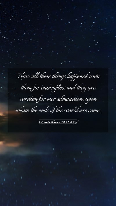 Picture 03 - 1 Corinthians 10:11 KJV Mobile Phone Wallpaper - Now all these things happened unto them for - Mobile Bible Verse Wallpaper
