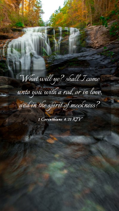 Picture 03 - 1 Corinthians 4:21 KJV Mobile Phone Wallpaper - What will ye? shall I come unto you with a rod, - Mobile Bible Verse Wallpaper