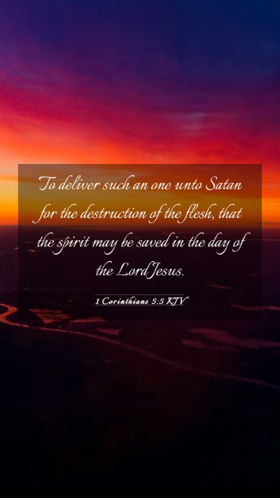 Picture 03 - 1 Corinthians 5:5 KJV Mobile Phone Wallpaper - To deliver such an one unto Satan for the - Mobile Bible Verse Wallpaper