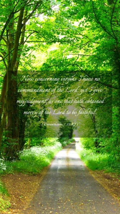 Picture 03 - 1 Corinthians 7:25 KJV Mobile Phone Wallpaper - Now concerning virgins I have no commandment of - Mobile Bible Verse Wallpaper