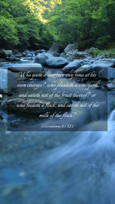 Picture 03 - 1 Corinthians 9:7 KJV Mobile Phone Wallpaper - Who goeth a warfare any time at his own charges? - Mobile Bible Verse Wallpaper