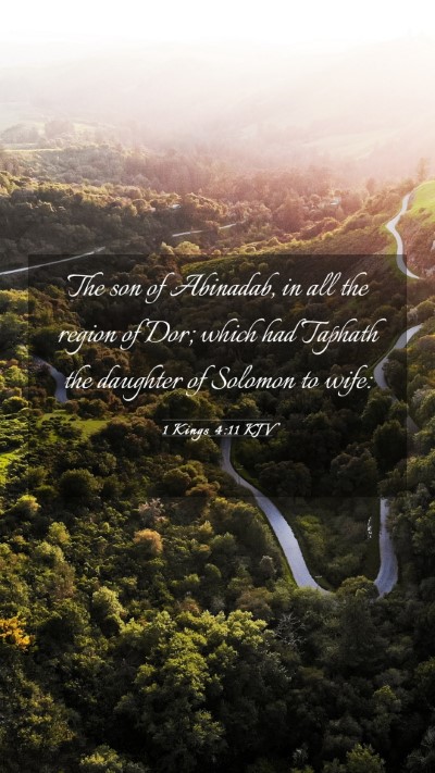 Picture 03 - 1 Kings 4:11 KJV Mobile Phone Wallpaper - The son of Abinadab, in all the region of Dor; - Mobile Bible Verse Wallpaper