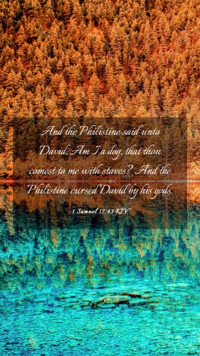 Picture 03 - 1 Samuel 17:43 KJV Mobile Phone Wallpaper - And the Philistine said unto David, Am I a dog, - Mobile Bible Verse Wallpaper