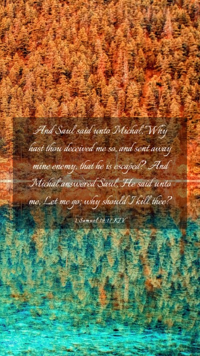 Picture 03 - 1 Samuel 19:17 KJV Mobile Phone Wallpaper - And Saul said unto Michal, Why hast thou deceived - Mobile Bible Verse Wallpaper