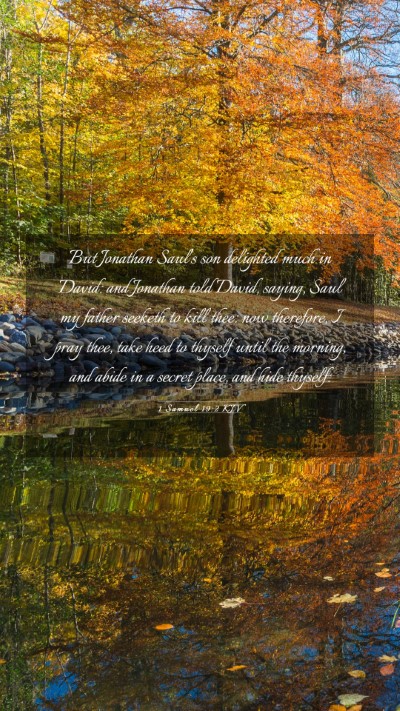 Picture 03 - 1 Samuel 19:2 KJV Mobile Phone Wallpaper - But Jonathan Saul's son delighted much in David: - Mobile Bible Verse Wallpaper