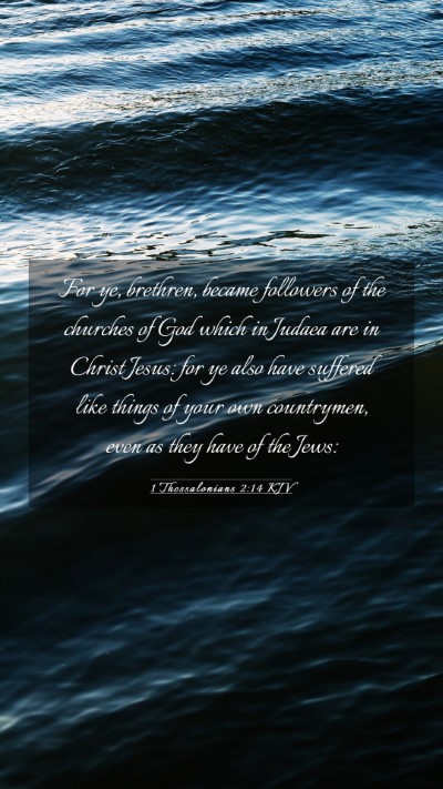 Picture 03 - 1 Thessalonians 2:14 KJV Mobile Phone Wallpaper - For ye, brethren, became followers of the - Mobile Bible Verse Wallpaper