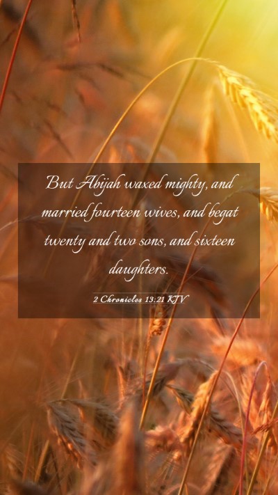 Picture 03 - 2 Chronicles 13:21 KJV Mobile Phone Wallpaper - But Abijah waxed mighty, and married fourteen - Mobile Bible Verse Wallpaper
