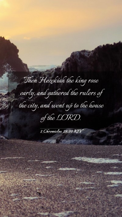 Picture 03 - 2 Chronicles 29:20 KJV Mobile Phone Wallpaper - Then Hezekiah the king rose early, and gathered - Mobile Bible Verse Wallpaper