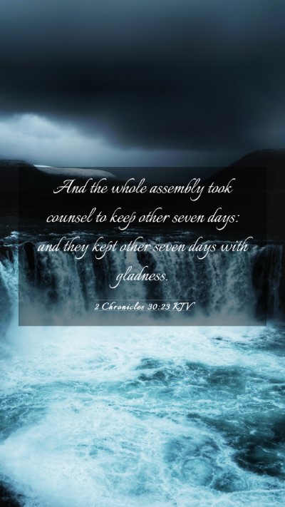 Picture 03 - 2 Chronicles 30:23 KJV Mobile Phone Wallpaper - And the whole assembly took counsel to keep other - Mobile Bible Verse Wallpaper