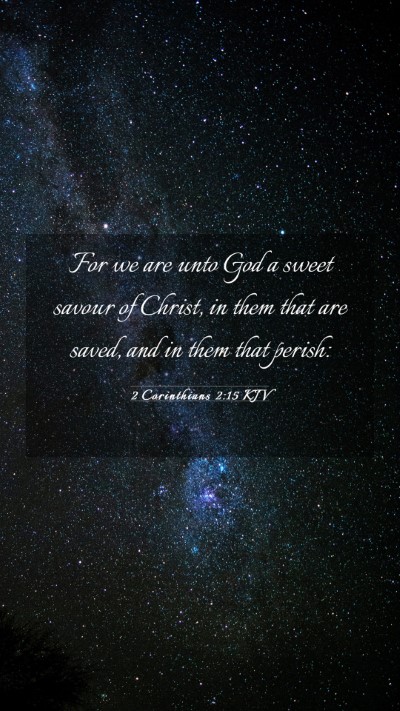 Picture 03 - 2 Corinthians 2:15 KJV Mobile Phone Wallpaper - For we are unto God a sweet savour of Christ, in - Mobile Bible Verse Wallpaper
