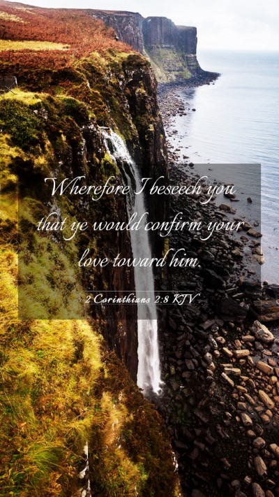 Picture 03 - 2 Corinthians 2:8 KJV Mobile Phone Wallpaper - Wherefore I beseech you that ye would confirm - Mobile Bible Verse Wallpaper