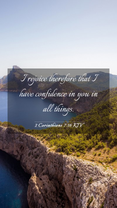 Picture 03 - 2 Corinthians 7:16 KJV Mobile Phone Wallpaper - I rejoice therefore that I have confidence in you - Mobile Bible Verse Wallpaper