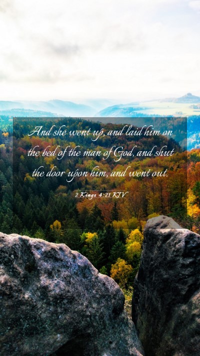 Picture 03 - 2 Kings 4:21 KJV Mobile Phone Wallpaper - And she went up, and laid him on the bed of the - Mobile Bible Verse Wallpaper
