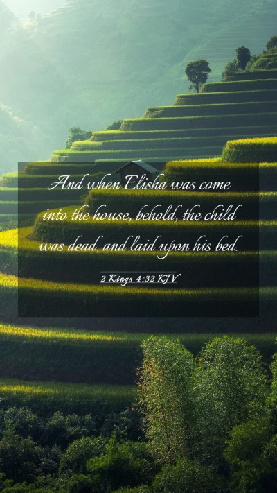 Picture 03 - 2 Kings 4:32 KJV Mobile Phone Wallpaper - And when Elisha was come into the house, behold, - Mobile Bible Verse Wallpaper