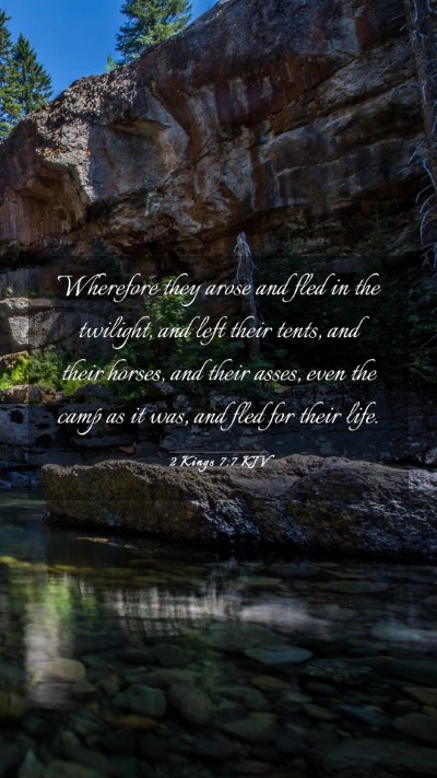 Picture 03 - 2 Kings 7:7 KJV Mobile Phone Wallpaper - Wherefore they arose and fled in the twilight, - Mobile Bible Verse Wallpaper