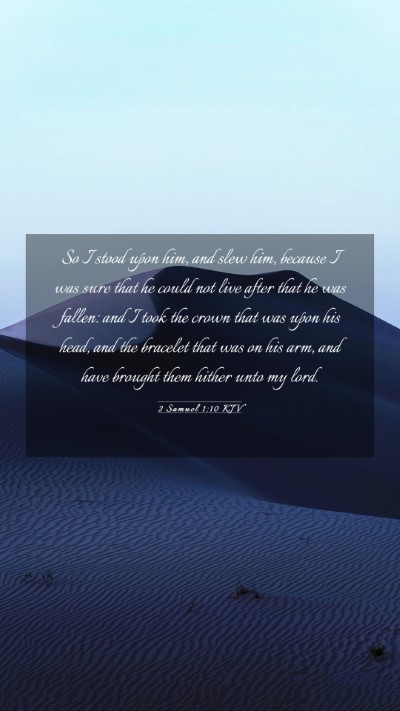 Picture 03 - 2 Samuel 1:10 KJV Mobile Phone Wallpaper - So I stood upon him, and slew him, because I was - Mobile Bible Verse Wallpaper
