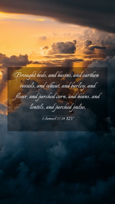 Picture 03 - 2 Samuel 17:28 KJV Mobile Phone Wallpaper - Brought beds, and basins, and earthen vessels, - Mobile Bible Verse Wallpaper