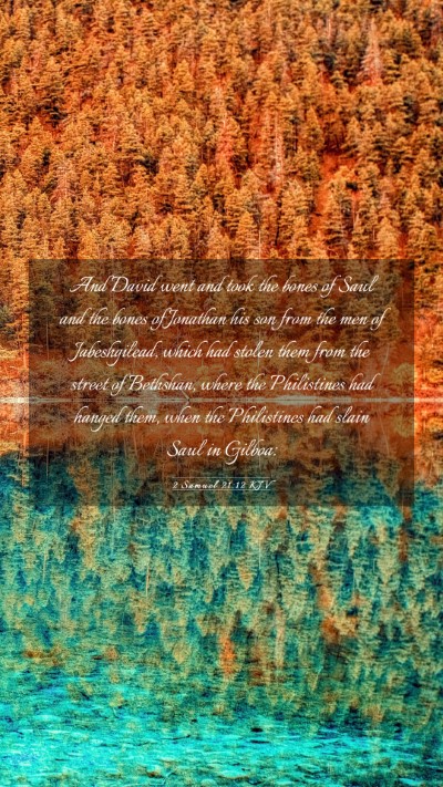 Picture 03 - 2 Samuel 21:12 KJV Mobile Phone Wallpaper - And David went and took the bones of Saul and the - Mobile Bible Verse Wallpaper