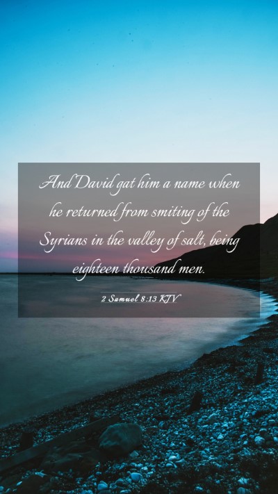 Picture 03 - 2 Samuel 8:13 KJV Mobile Phone Wallpaper - And David gat him a name when he returned from - Mobile Bible Verse Wallpaper
