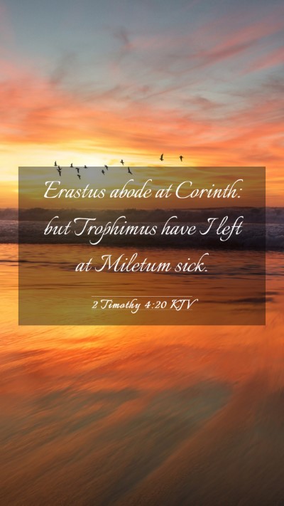 Picture 03 - 2 Timothy 4:20 KJV Mobile Phone Wallpaper - Erastus abode at Corinth: but Trophimus have I - Mobile Bible Verse Wallpaper