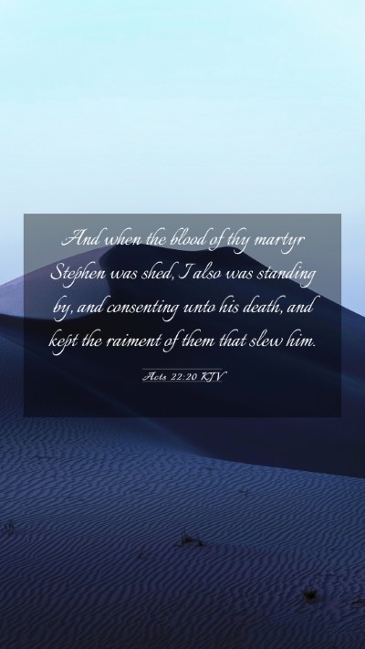 Picture 03 - Acts 22:20 KJV Mobile Phone Wallpaper - And when the blood of thy martyr Stephen was - Mobile Bible Verse Wallpaper