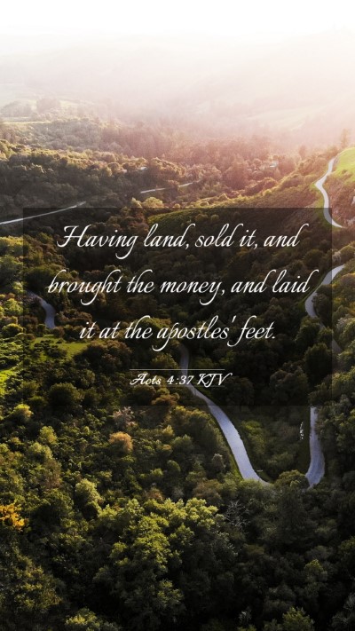 Picture 03 - Acts 4:37 KJV Mobile Phone Wallpaper - Having land, sold it, and brought the money, and - Mobile Bible Verse Wallpaper