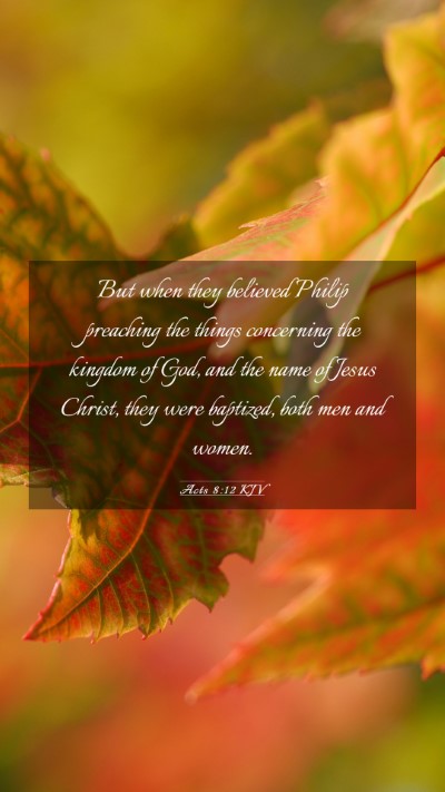 Picture 03 - Acts 8:12 KJV Mobile Phone Wallpaper - But when they believed Philip preaching the - Mobile Bible Verse Wallpaper
