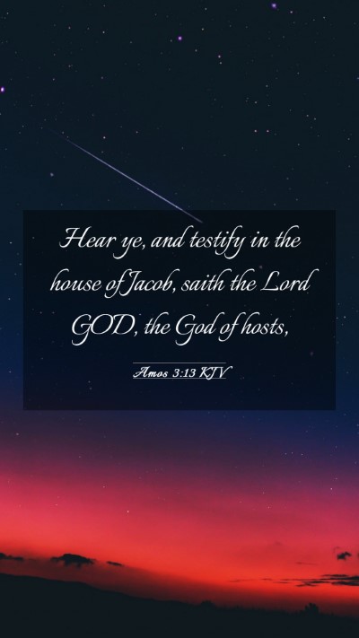 Picture 03 - Amos 3:13 KJV Mobile Phone Wallpaper - Hear ye, and testify in the house of Jacob, saith - Mobile Bible Verse Wallpaper