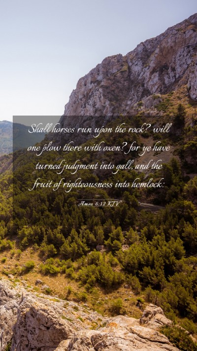 Picture 03 - Amos 6:12 KJV Mobile Phone Wallpaper - Shall horses run upon the rock? will one plow - Mobile Bible Verse Wallpaper