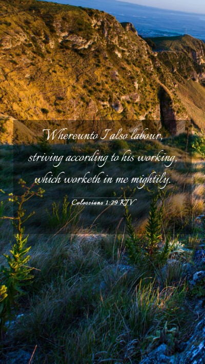 Picture 03 - Colossians 1:29 KJV Mobile Phone Wallpaper - Whereunto I also labour, striving according to - Mobile Bible Verse Wallpaper