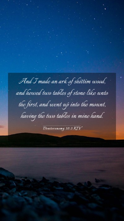 Picture 03 - Deuteronomy 10:3 KJV Mobile Phone Wallpaper - And I made an ark of shittim wood, and hewed two - Mobile Bible Verse Wallpaper