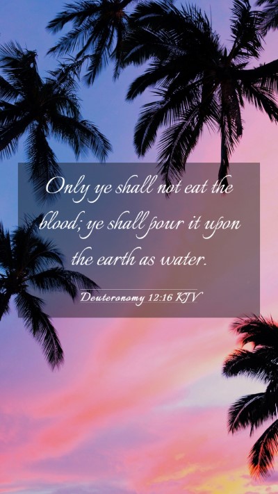 Picture 03 - Deuteronomy 12:16 KJV Mobile Phone Wallpaper - Only ye shall not eat the blood; ye shall pour it - Mobile Bible Verse Wallpaper