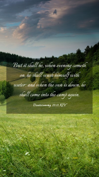 Picture 03 - Deuteronomy 23:11 KJV Mobile Phone Wallpaper - But it shall be, when evening cometh on, he shall - Mobile Bible Verse Wallpaper
