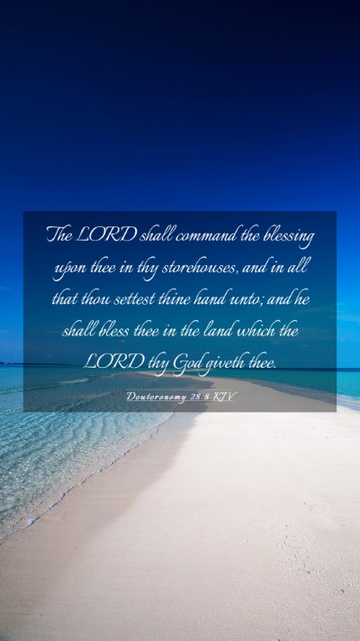Picture 03 - Deuteronomy 28:8 KJV Mobile Phone Wallpaper - The LORD shall command the blessing upon thee in - Mobile Bible Verse Wallpaper