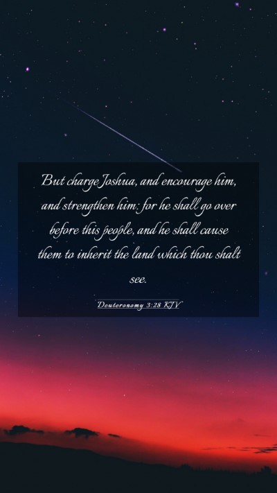 Picture 03 - Deuteronomy 3:28 KJV Mobile Phone Wallpaper - But charge Joshua, and encourage him, and - Mobile Bible Verse Wallpaper