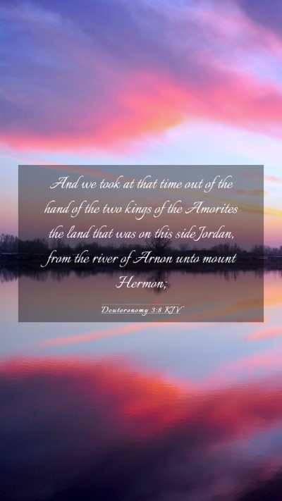 Picture 03 - Deuteronomy 3:8 KJV Mobile Phone Wallpaper - And we took at that time out of the hand of the - Mobile Bible Verse Wallpaper