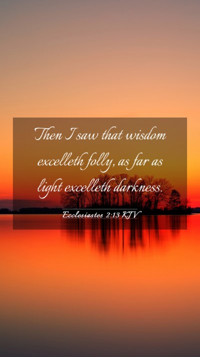 Picture 03 - Ecclesiastes 2:13 KJV Mobile Phone Wallpaper - Then I saw that wisdom excelleth folly, as far as - Mobile Bible Verse Wallpaper