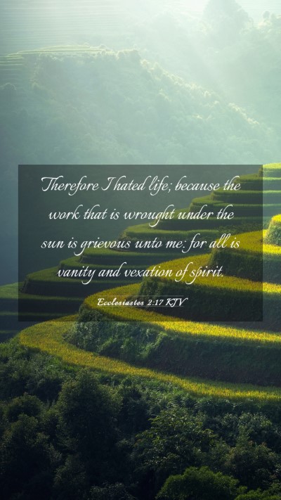 Picture 03 - Ecclesiastes 2:17 KJV Mobile Phone Wallpaper - Therefore I hated life; because the work that is - Mobile Bible Verse Wallpaper