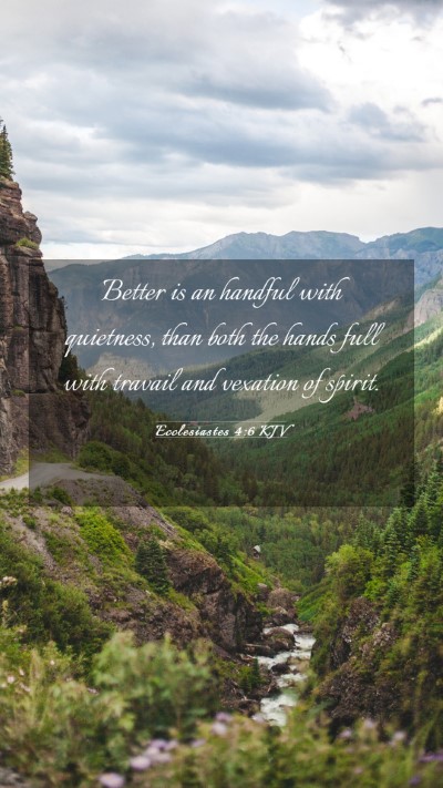 Picture 03 - Ecclesiastes 4:6 KJV Mobile Phone Wallpaper - Better is an handful with quietness, than both - Mobile Bible Verse Wallpaper