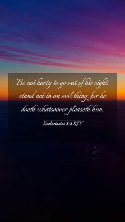 Picture 03 - Ecclesiastes 8:3 KJV Mobile Phone Wallpaper - Be not hasty to go out of his sight: stand not in - Mobile Bible Verse Wallpaper