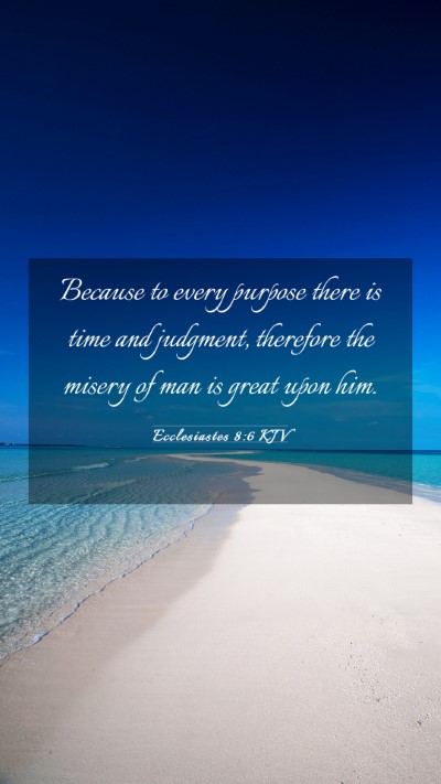 Picture 03 - Ecclesiastes 8:6 KJV Mobile Phone Wallpaper - Because to every purpose there is time and - Mobile Bible Verse Wallpaper