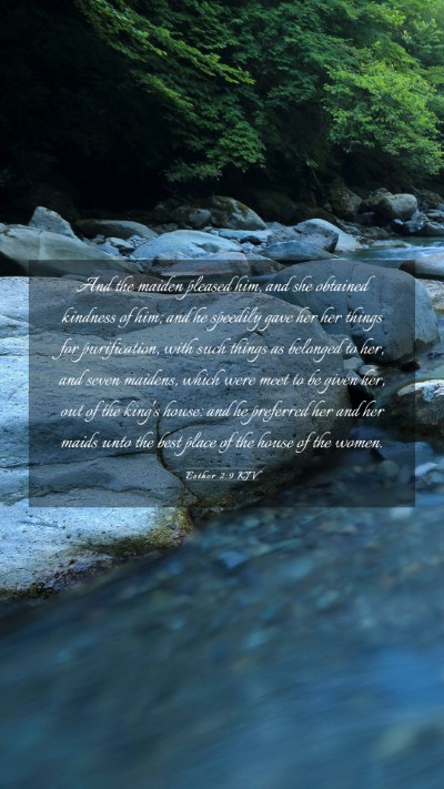 Picture 03 - Esther 2:9 KJV Mobile Phone Wallpaper - And the maiden pleased him, and she obtained - Mobile Bible Verse Wallpaper