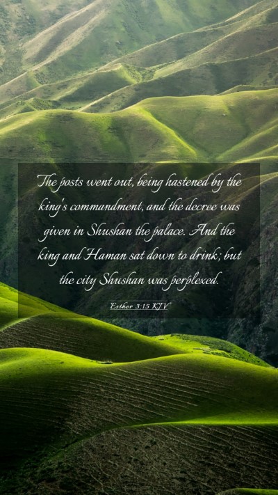 Picture 03 - Esther 3:15 KJV Mobile Phone Wallpaper - The posts went out, being hastened by the king's - Mobile Bible Verse Wallpaper