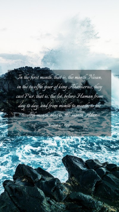 Picture 03 - Esther 3:7 KJV Mobile Phone Wallpaper - In the first month, that is, the month Nisan, in - Mobile Bible Verse Wallpaper
