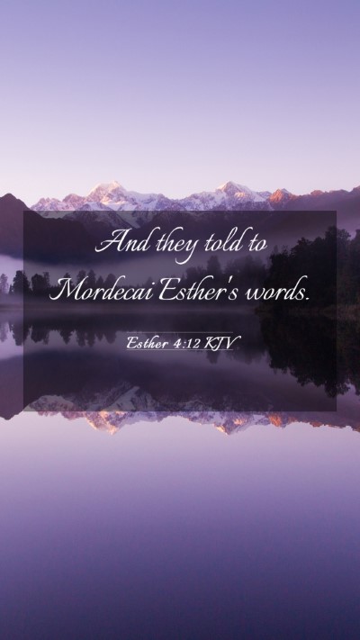 Picture 03 - Esther 4:12 KJV Mobile Phone Wallpaper - And they told to Mordecai Esther's - Mobile Bible Verse Wallpaper