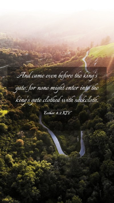 Picture 03 - Esther 4:2 KJV Mobile Phone Wallpaper - And came even before the king's gate: for none - Mobile Bible Verse Wallpaper