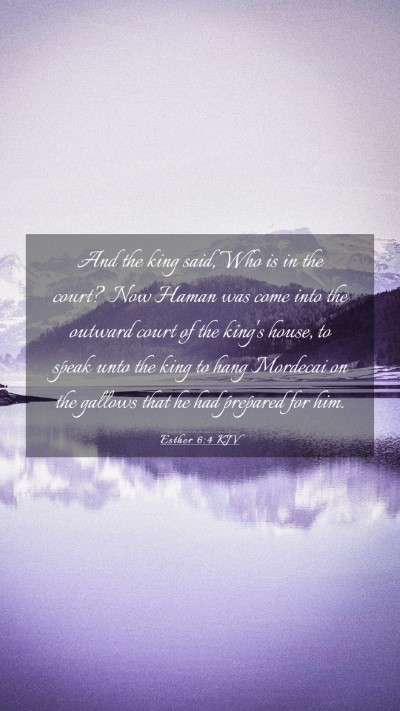 Picture 03 - Esther 6:4 KJV Mobile Phone Wallpaper - And the king said, Who is in the court? Now Haman - Mobile Bible Verse Wallpaper