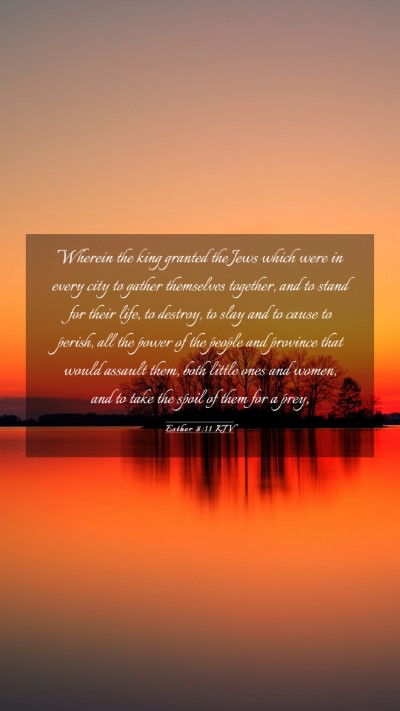 Picture 03 - Esther 8:11 KJV Mobile Phone Wallpaper - Wherein the king granted the Jews which were in - Mobile Bible Verse Wallpaper