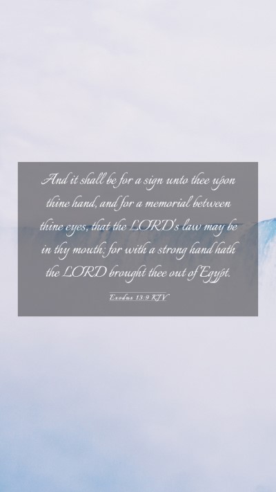 Picture 03 - Exodus 13:9 KJV Mobile Phone Wallpaper - And it shall be for a sign unto thee upon thine - Mobile Bible Verse Wallpaper